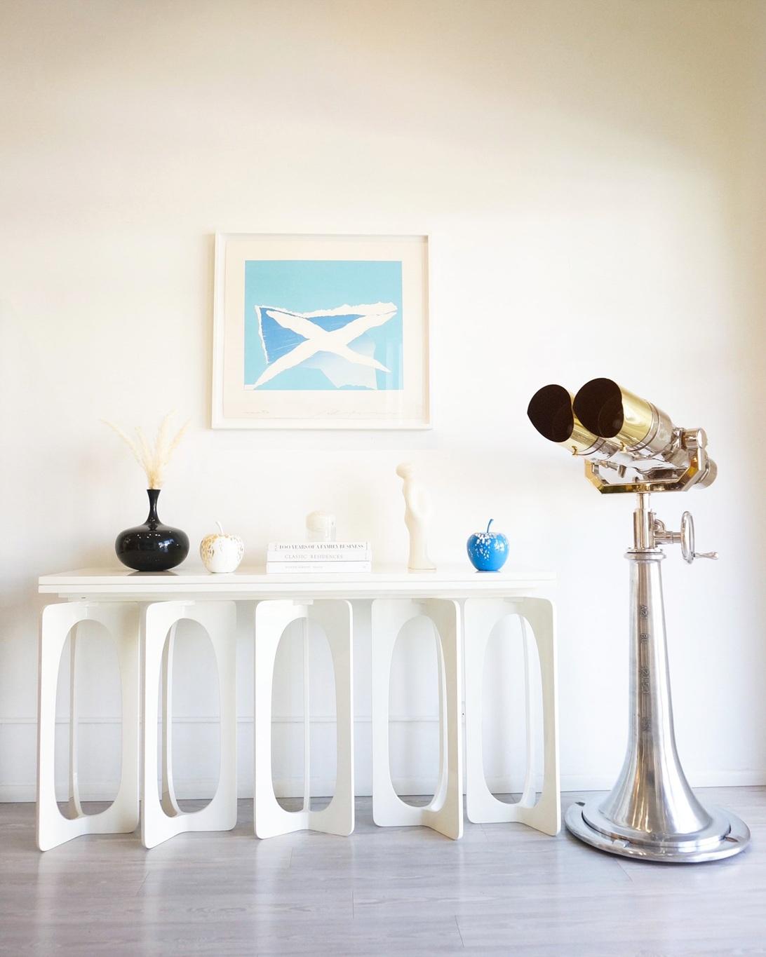 Contemporary Collectible Design Architectural Console Table Lacquered By Hand For Sale