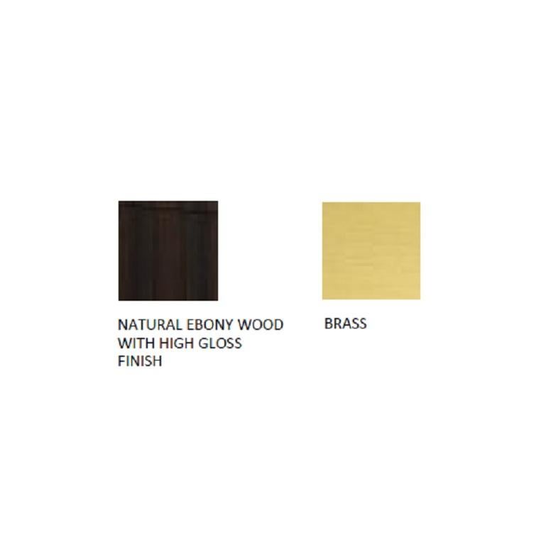 Collectible Design Bar Cabinet-High Gloss Natural Ebony Wood with Brass Frame In New Condition For Sale In NEW YORK, NY