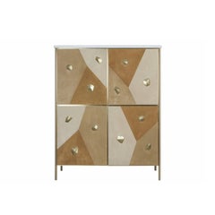 Collectional Design Oak Oak chaulé avec dessus en marbre et cadre en laiton