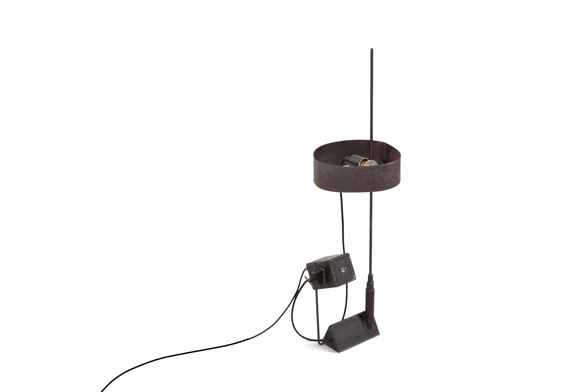 Brutalist Collectible Design lamp in Steel by Atelier Serruys