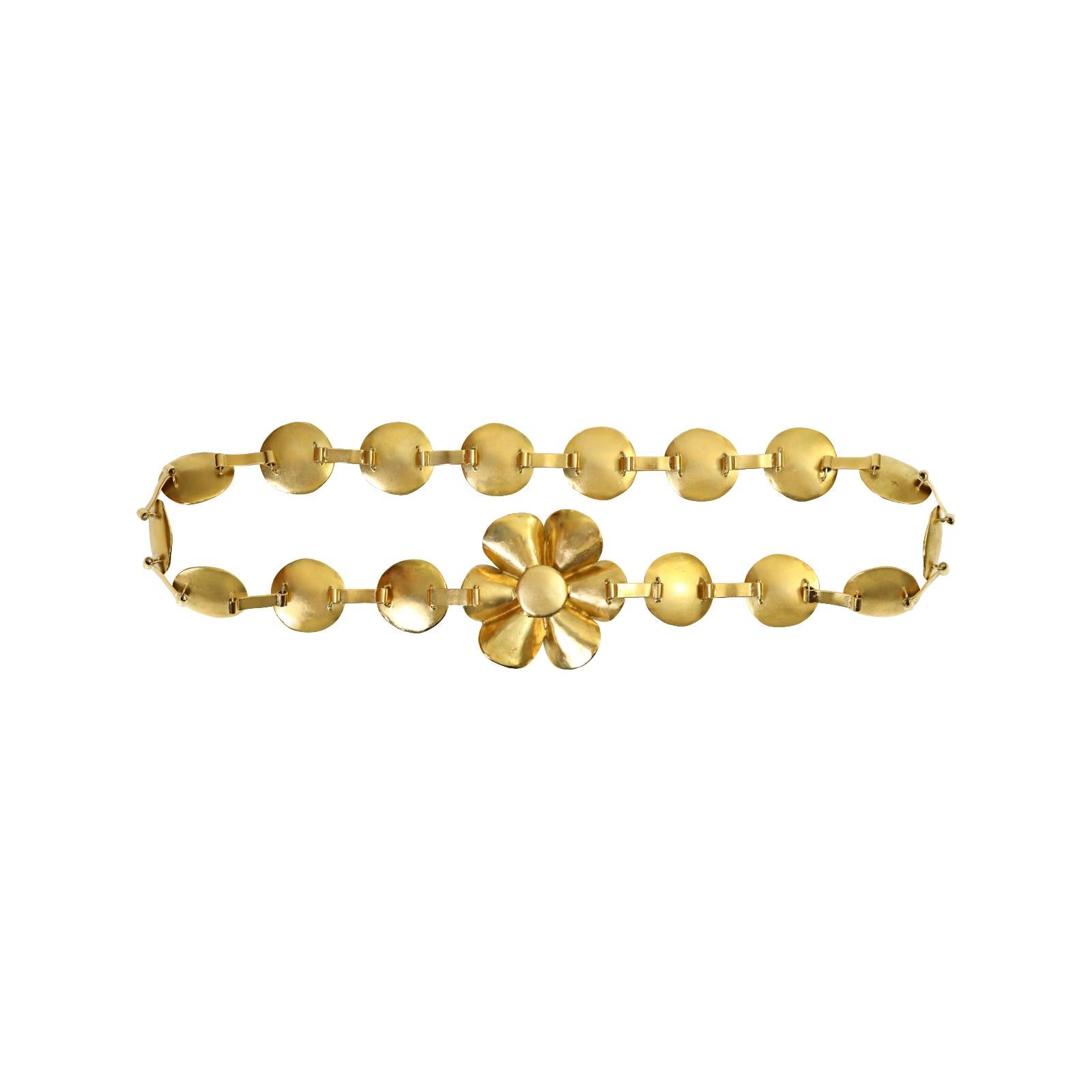  Sammlerstück Dior Vergoldete Blume und Scheiben Halskette oder Gürtel Circa 2000er Jahre im Angebot 5
