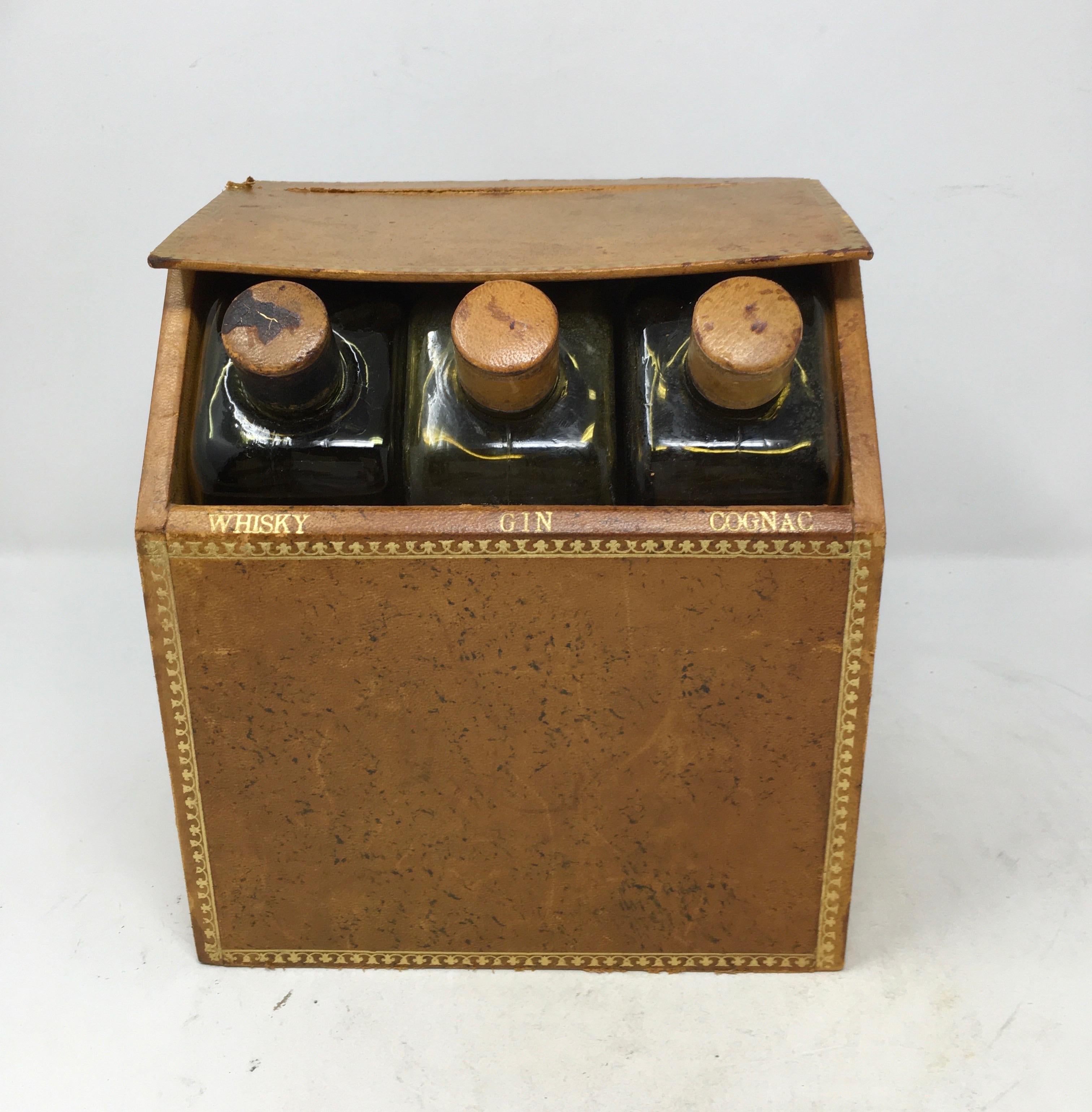 French Collectible Faux Book with Three Hidden Flasks