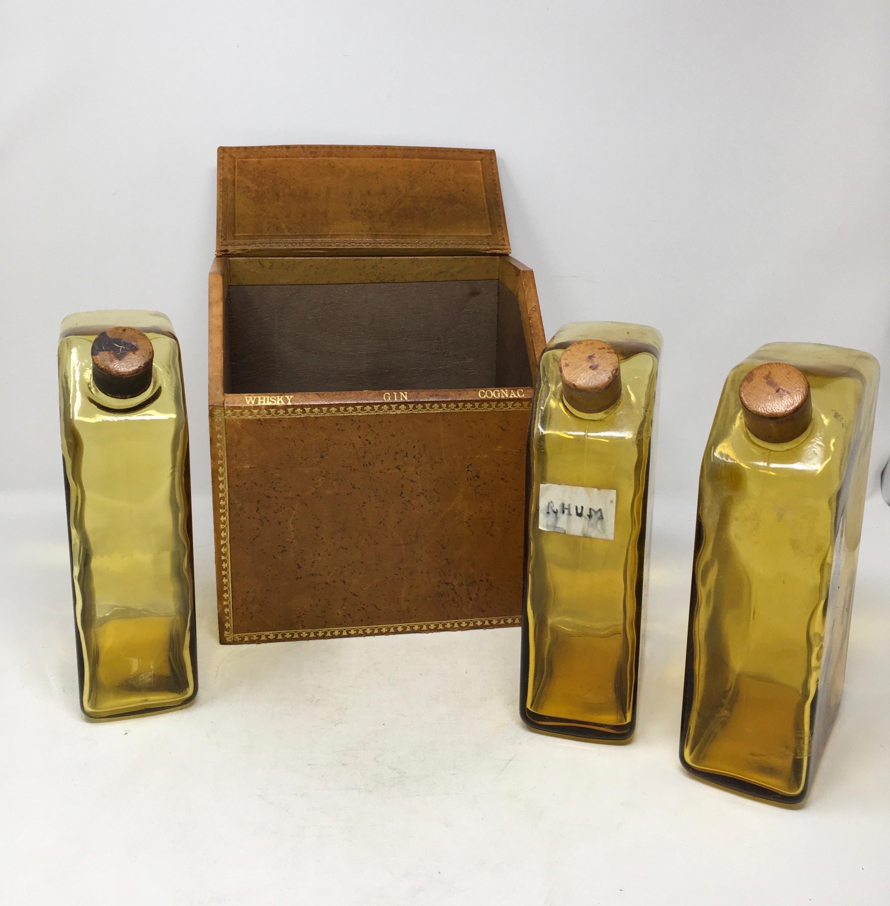Leather Collectible Faux Book with Three Hidden Flasks