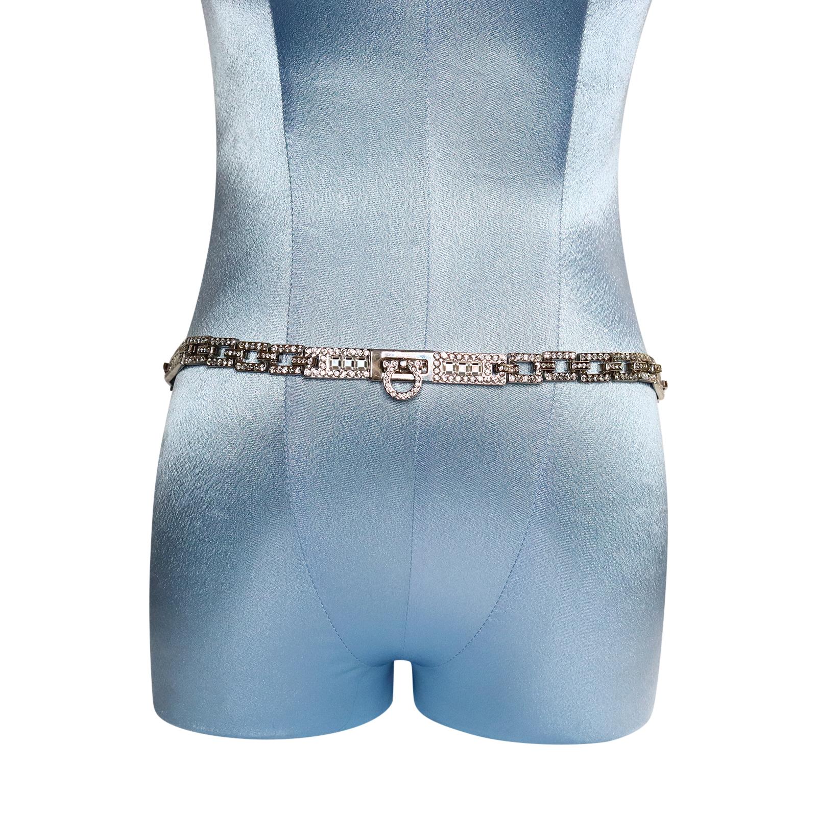 Collectible Ferragamo Diamante Link Belt Circa 2000s In Good Condition For Sale In New York, NY