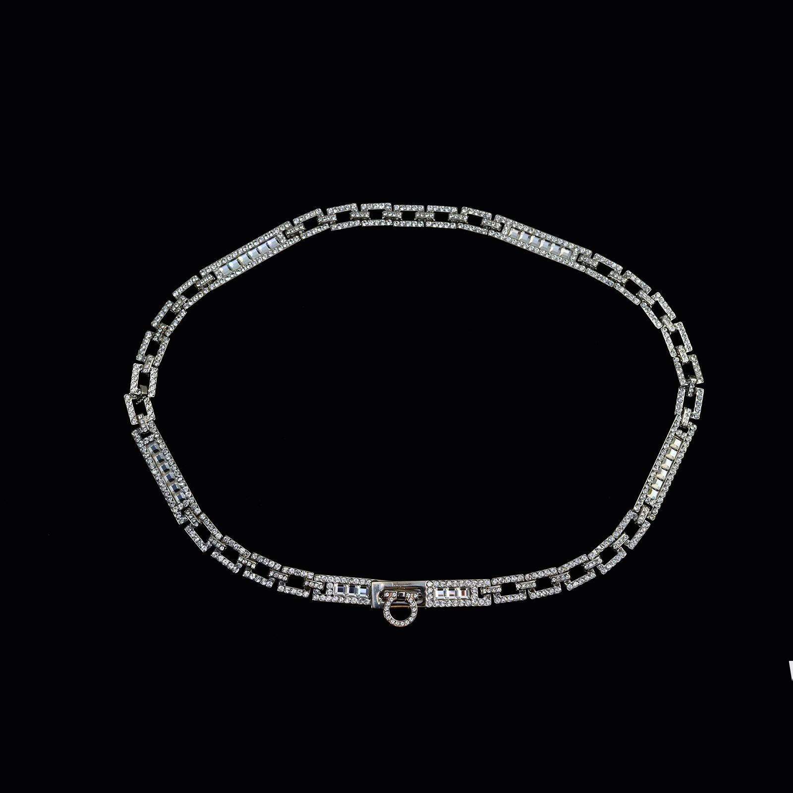 Collectible Ferragamo Diamante Link Belt Circa 2000s For Sale 3