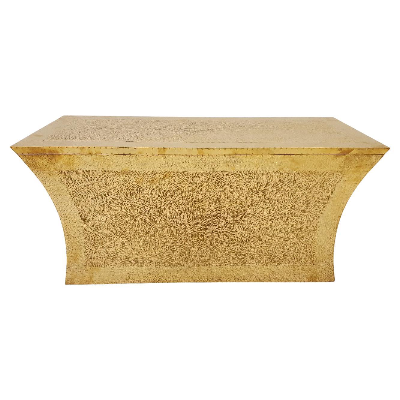Collectible Fine Hammered Brass Storage Bench – Vaisseau, Paul Mathieu