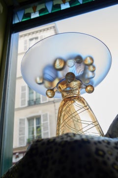 Collectible Hand-Blown Glass Centerpiece with Companion Spheres