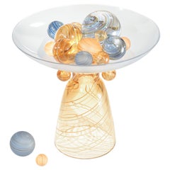Collectible Hand-Blown Glass Centerpiece with Companion Spheres