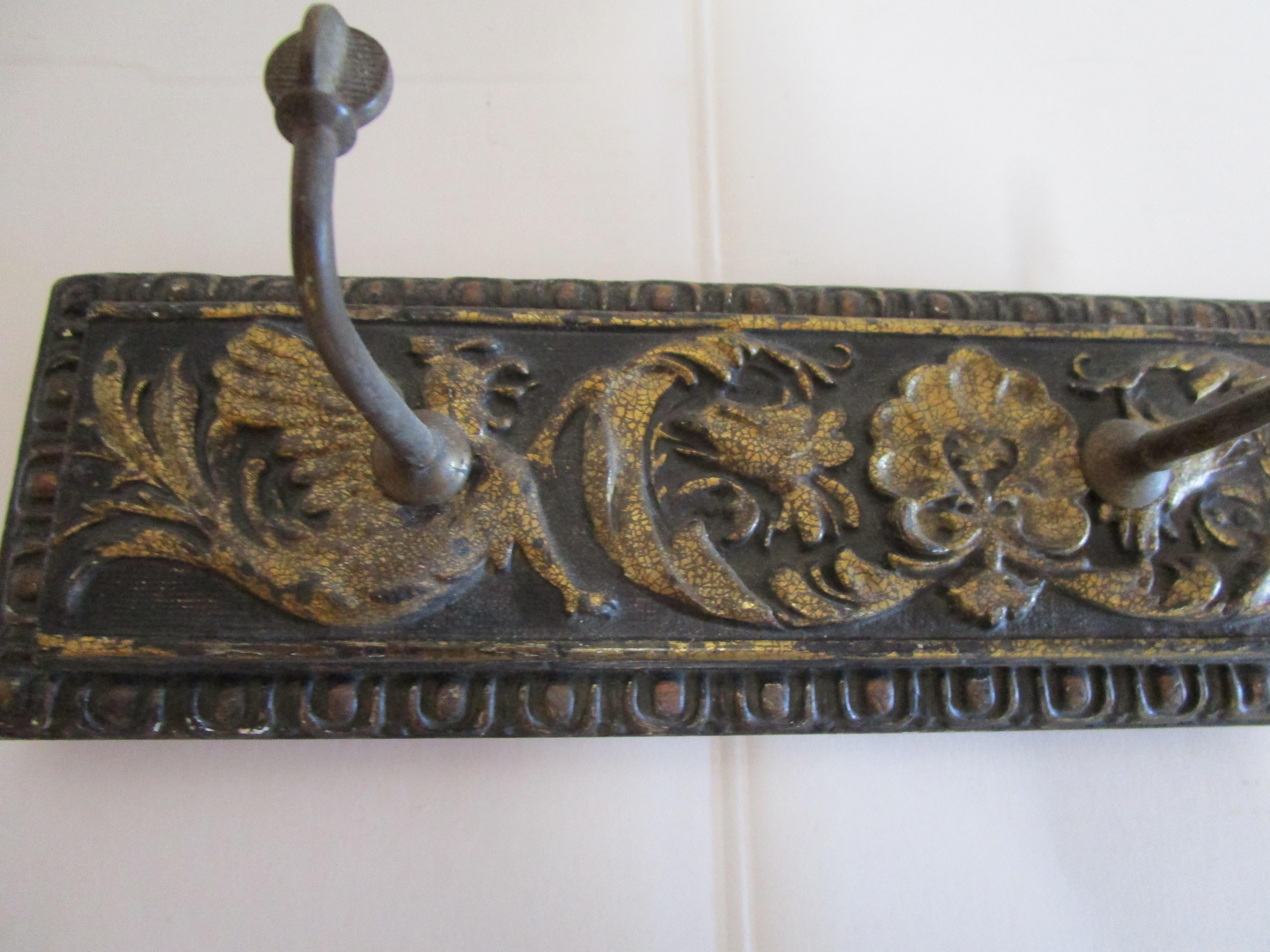 19th Century Collectible Hand Carved Vintage Wood Rococo Gilt Wall Hangar For Sale