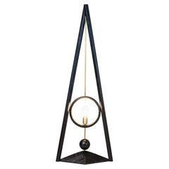 Collectible Handcrafted Sculptural Solid Wood Floor Lamp Art Design Light LOGOS