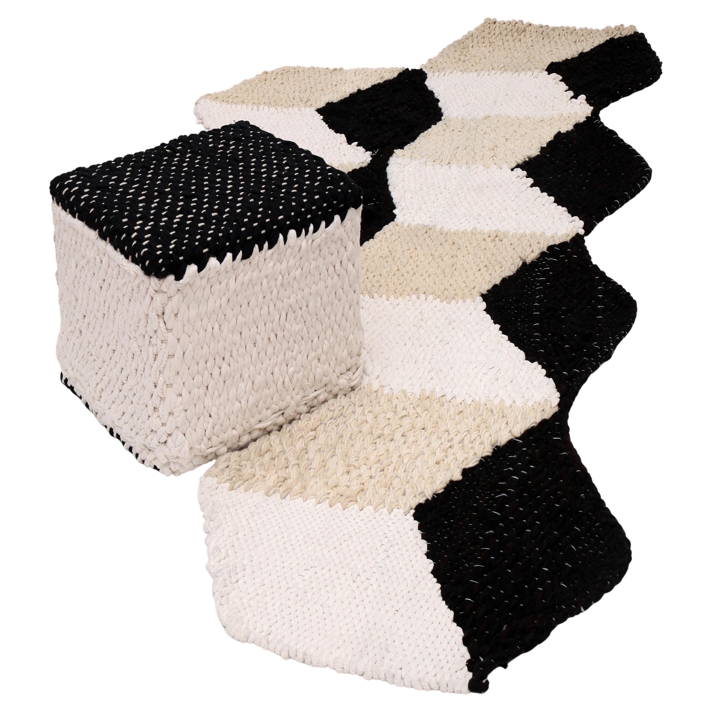 Collectible Handwoven Textile – ‘The Courage Rug and pouf’ by Mariadela Araujo