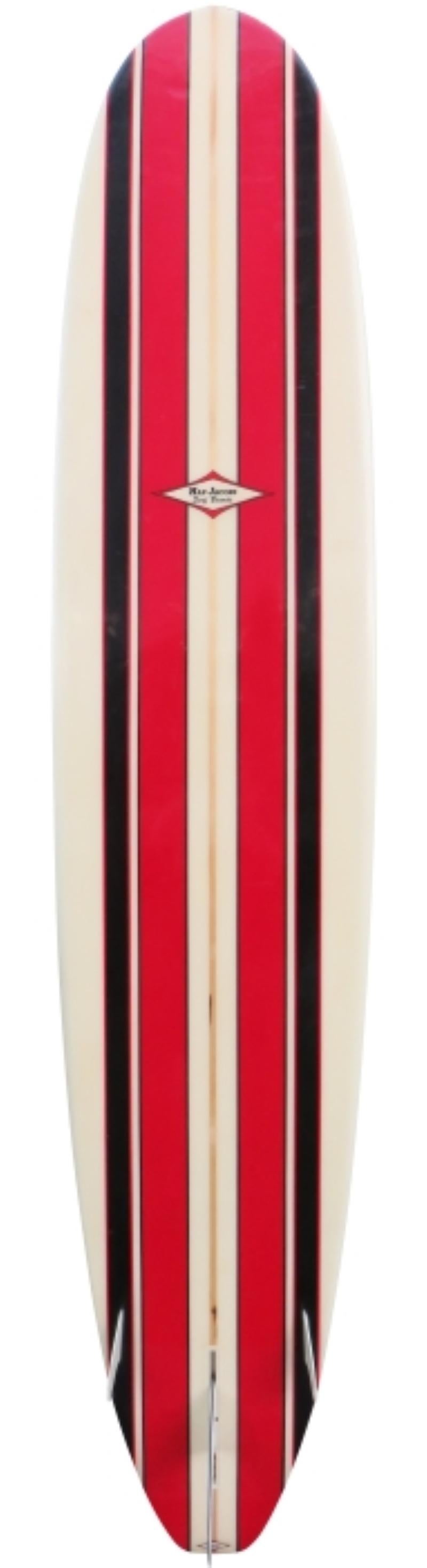 Hap Jacobs classic longboard featuring beautiful red and black panels with box single fin and side trailing fins. Shaped and signed by the legendary Hap Jacobs. A great example of a classic Hap Jacobs longboard.

In 1953, Hap Jacobs partnered with