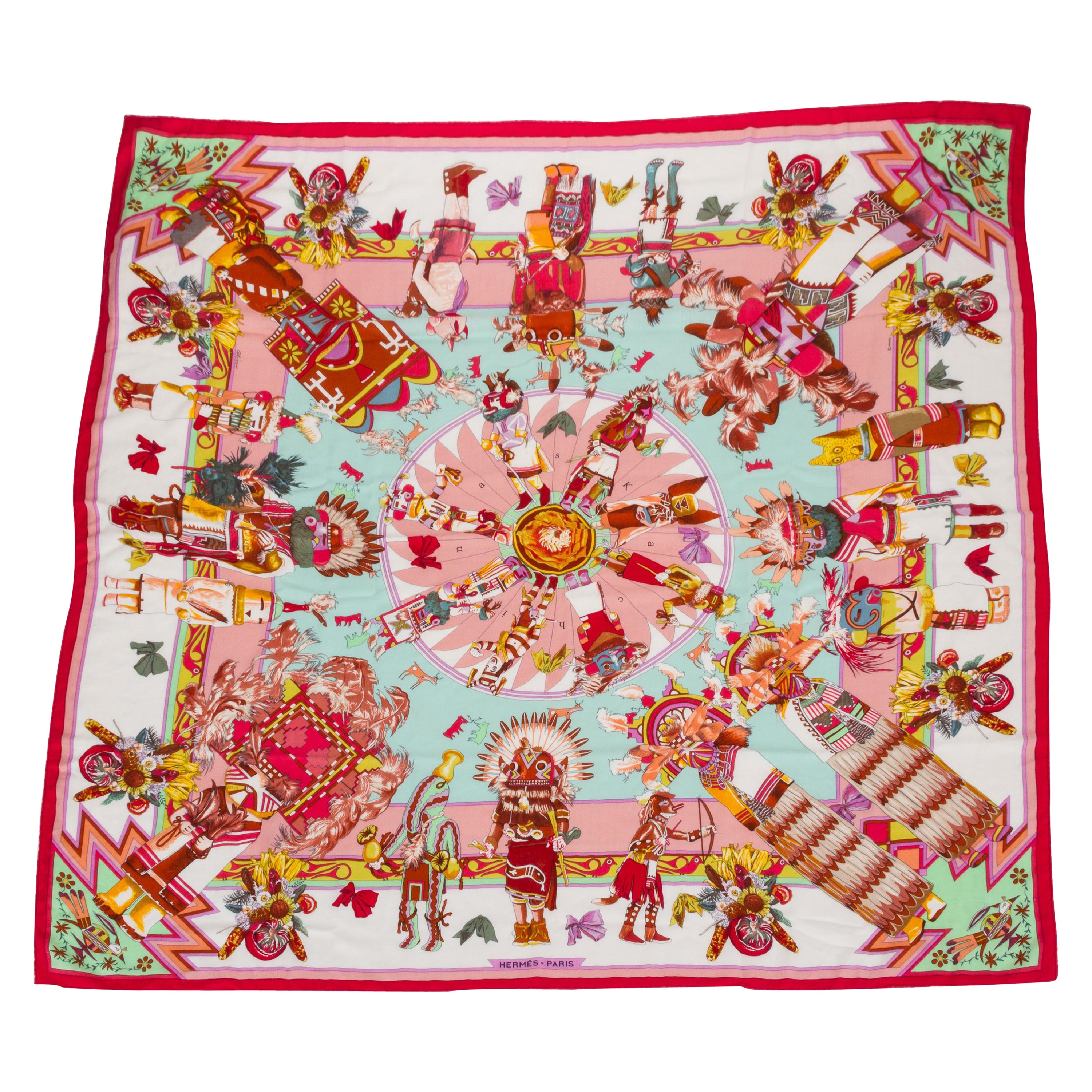 Collectible Hermès Rosa Kachinas 55" Kaschmir-Schal Schal, Kermit Oliver