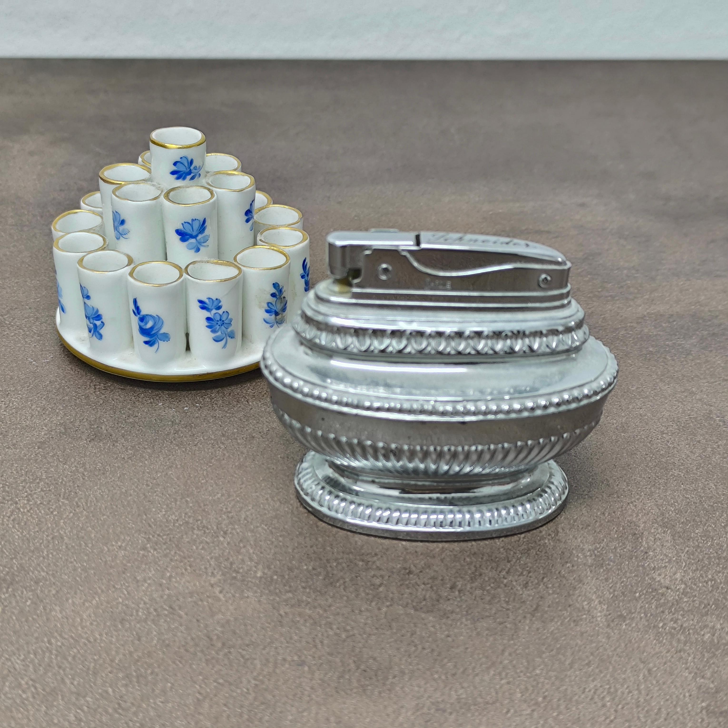 Regalo de Navidad coleccionable: Encendedor Sarome 1954 y Portacigarrillos Carl Thieme Moderno de mediados de siglo en venta