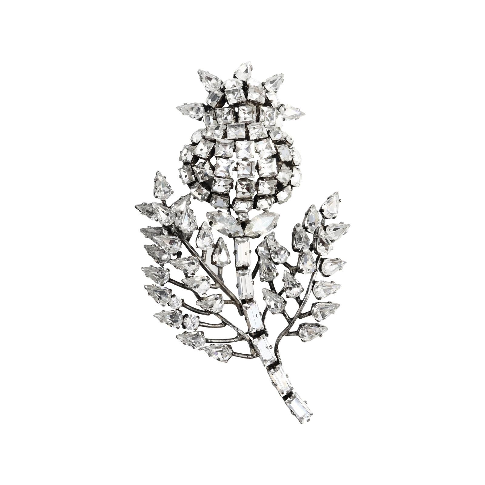 Contemporary Collectible Jacques Fath Large Crystal Brooch Circa 2007 For Sale