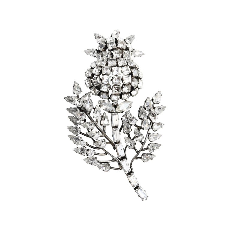 Collectible Jacques Fath Large Crystal Brooch Circa 2007 For Sale 1