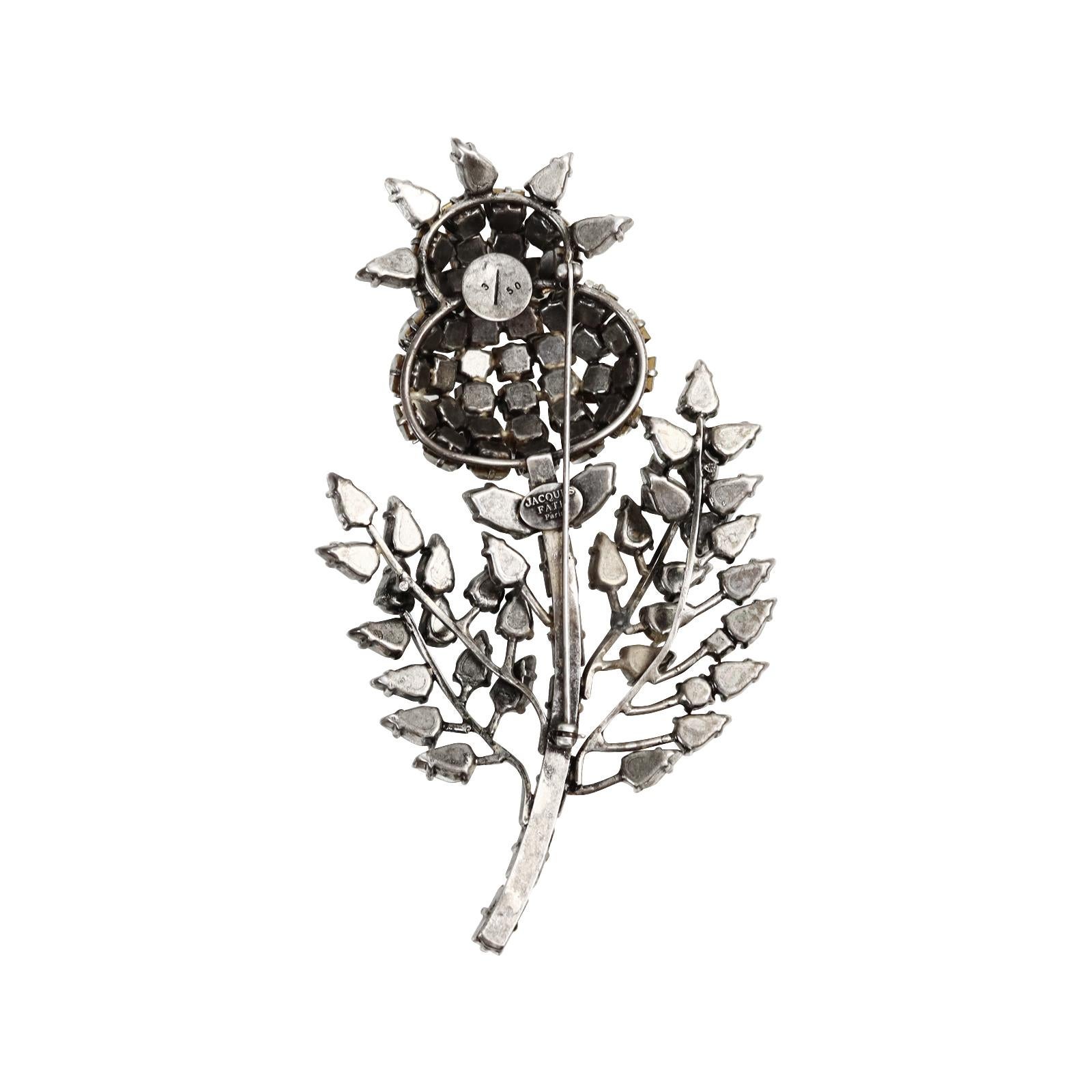 Collectible Jacques Fath Large Crystal Brooch Circa 2007 In Good Condition For Sale In New York, NY
