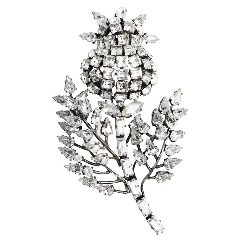 Collectible Jacques Fath Large Crystal Brooch Circa 2007 For Sale