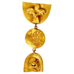 Collectible Jewelry, Bronze Brooch by Line Vautrin, France, circa 1950