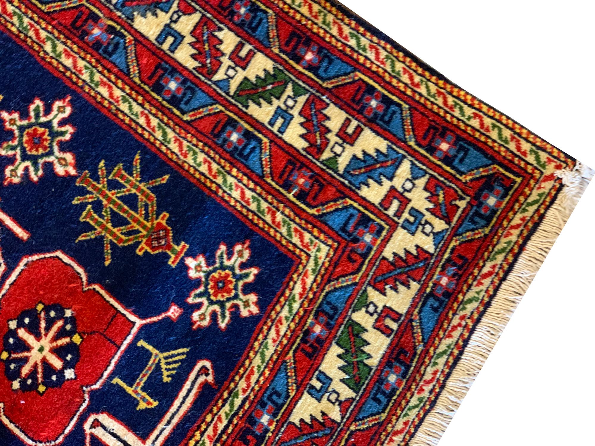 Woven Collectible KaraKashli Rug Antique Shirvan Rug Handwoven Wool Carpet For Sale