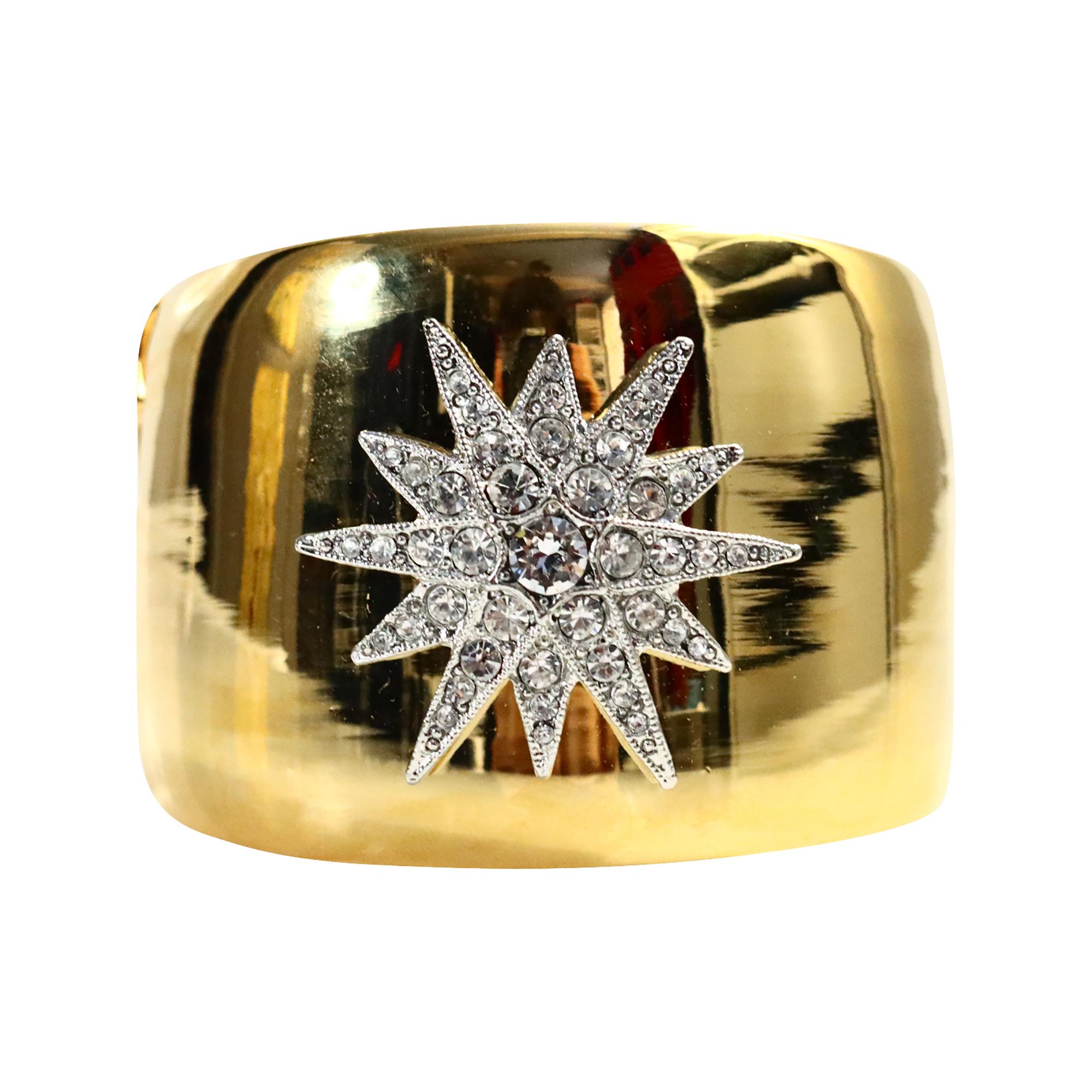 Femenino o masculino Brazalete de oro de colección KJL con estrella de cristal plateado, circa años 2000 en venta