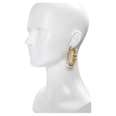 Collectible KJL Gold Hoops with Faux Pearls Circa 2000s