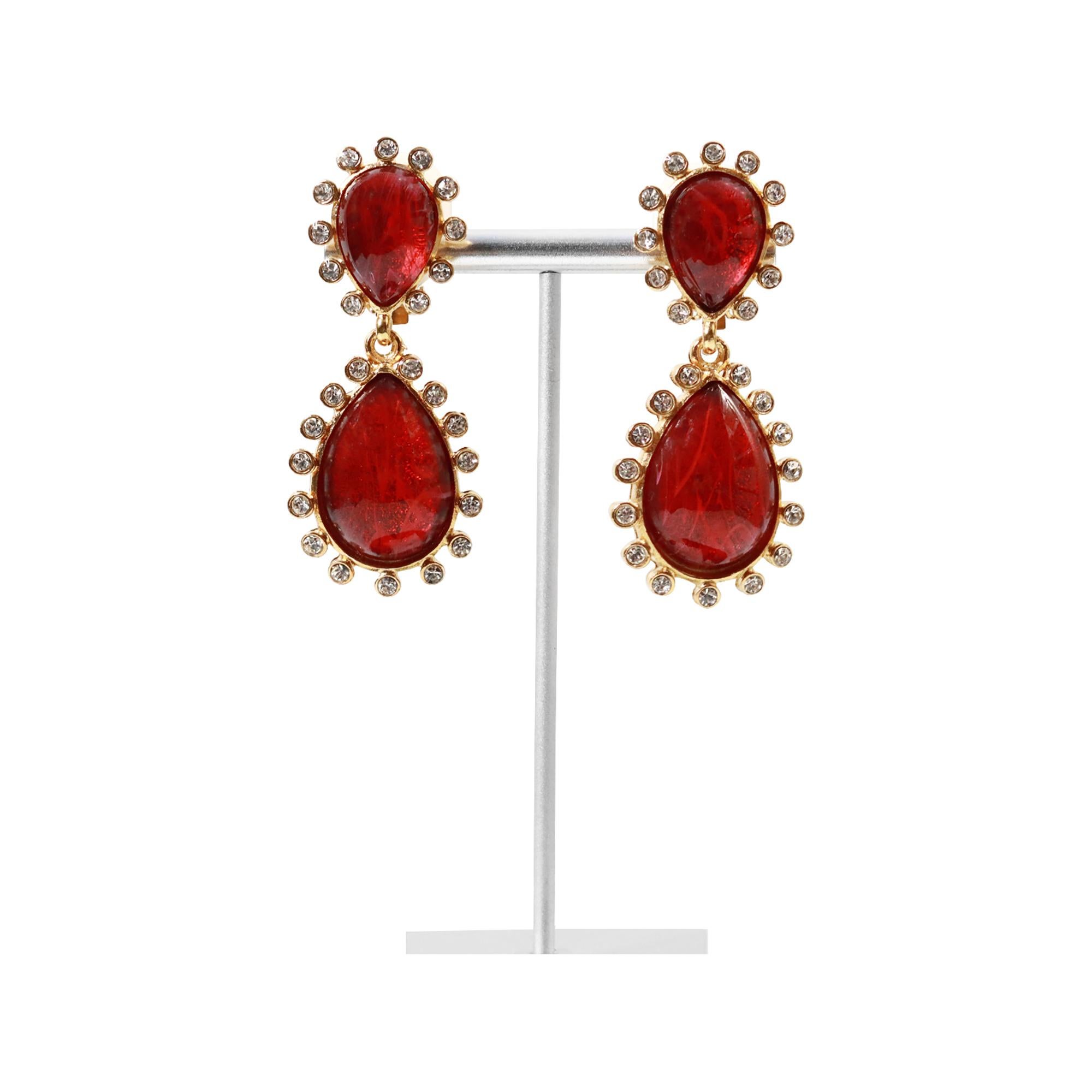 KJL da collezione in oro con diamante a goccia in resina rossa, circa anni 2000 in vendita 1