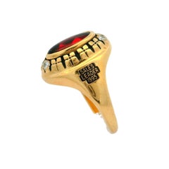 Collectible Kraft Sales Leader 1995 14k Yellow Gold Diamond & Red Stone Ring