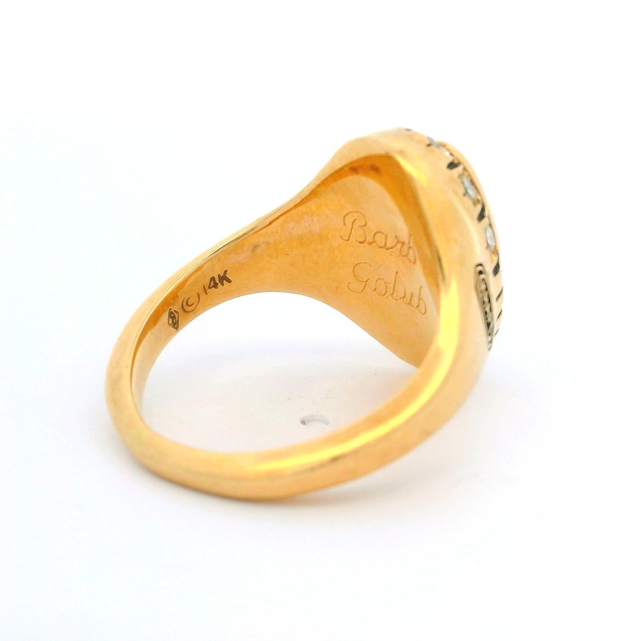 Collectible Kraft Sales Leader 1995 14k Yellow Gold Diamond & Red Stone Ring For Sale 3