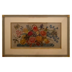 Collectible Louis Cary Watercolor Spilled Basket of Flowers