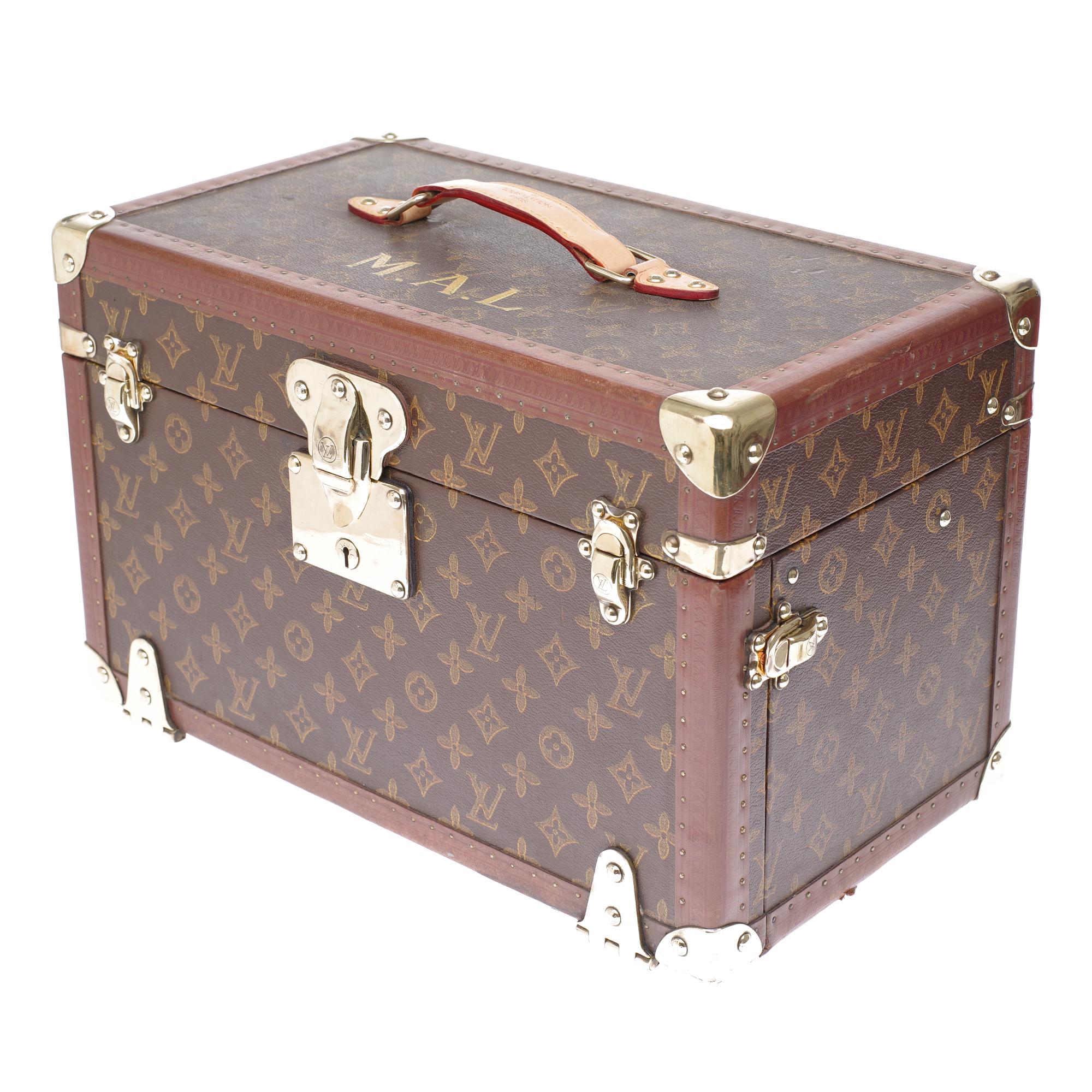 Marrone Porta Vanity da collezione Louis Vuitton Cabin in tela con monogramma