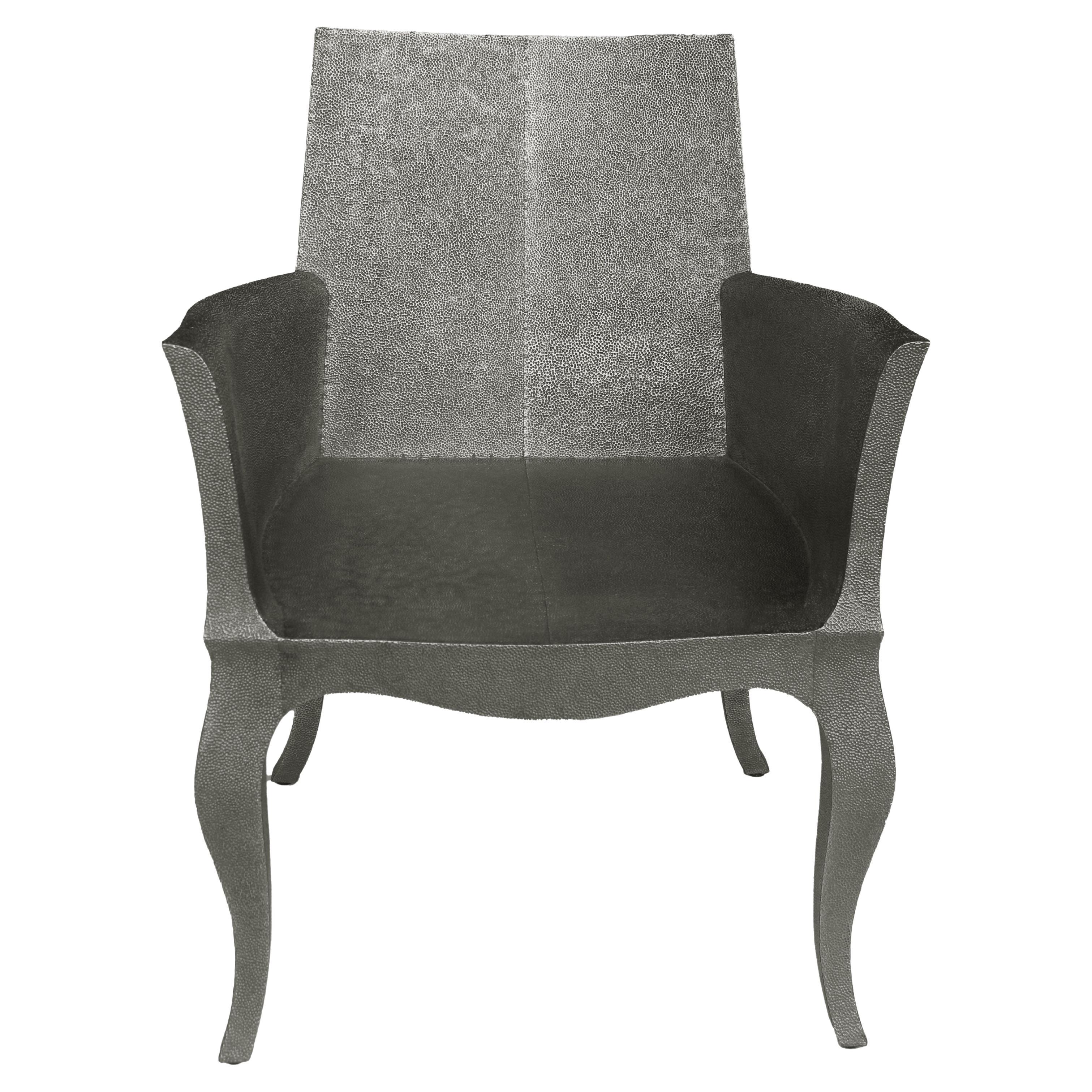 Collectional Med. Hammered White Bronze Club Chair - Cabriole Leg, Handmade