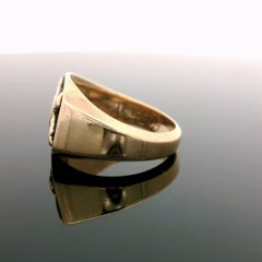 Collectible Men's 10k Yellow Gold & Enamel Crossed Cannon Rifle Signet Band Ring