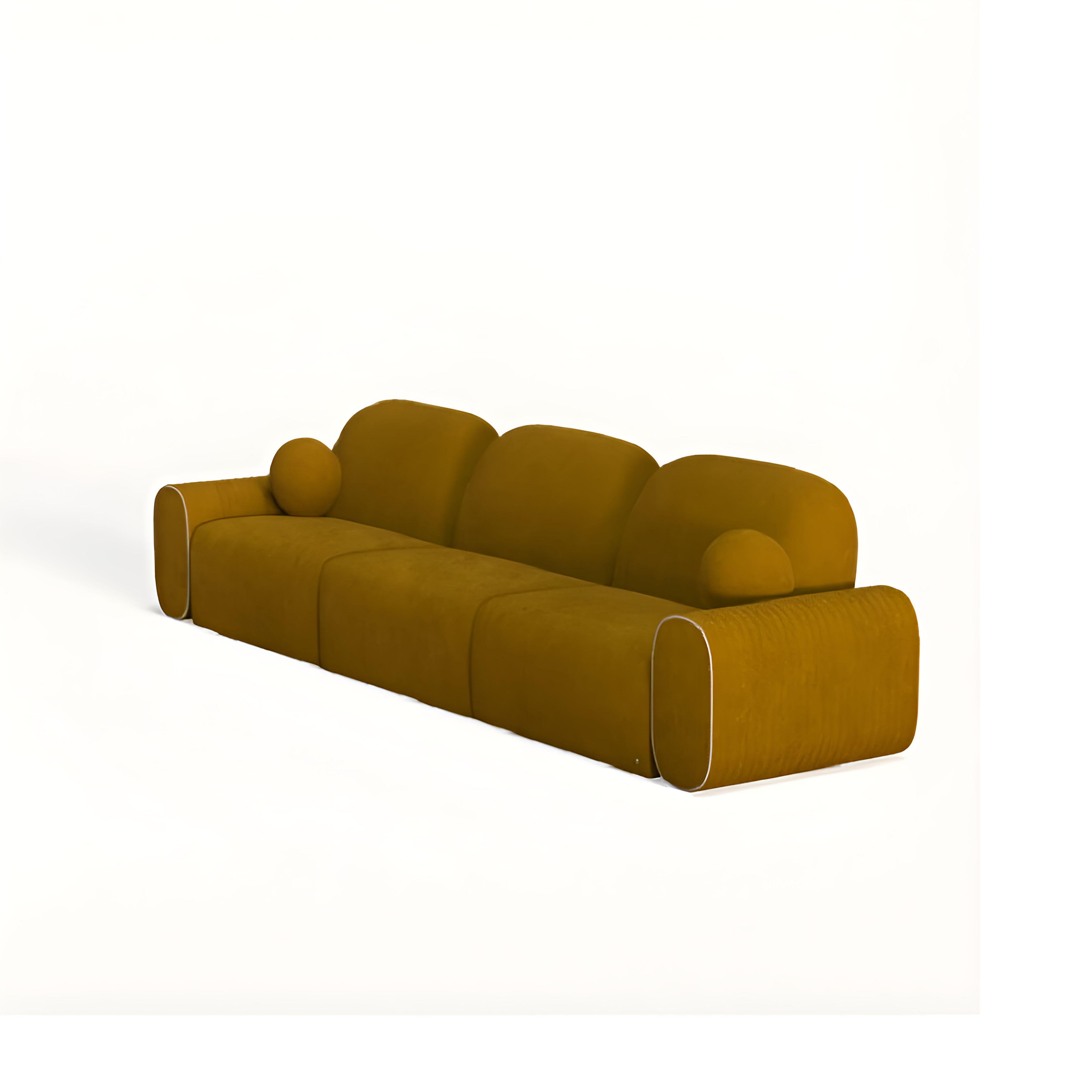 Collectional Modular Sofa aus tiefrotem Samt mit grafischen Paspeln (Handgefertigt) im Angebot