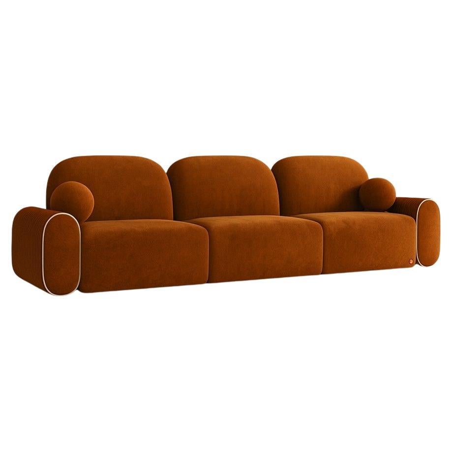Collectional Canapé modulaire en velours rouge foncé avec passepoils graphiques