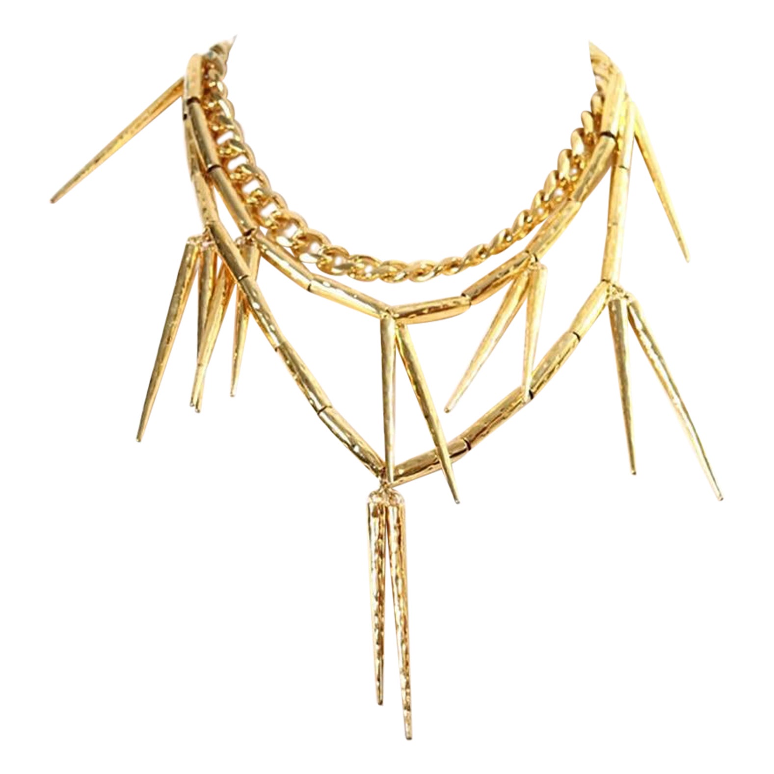 Collectible Monika Chiang Gold Spike Necklace Circa 2011