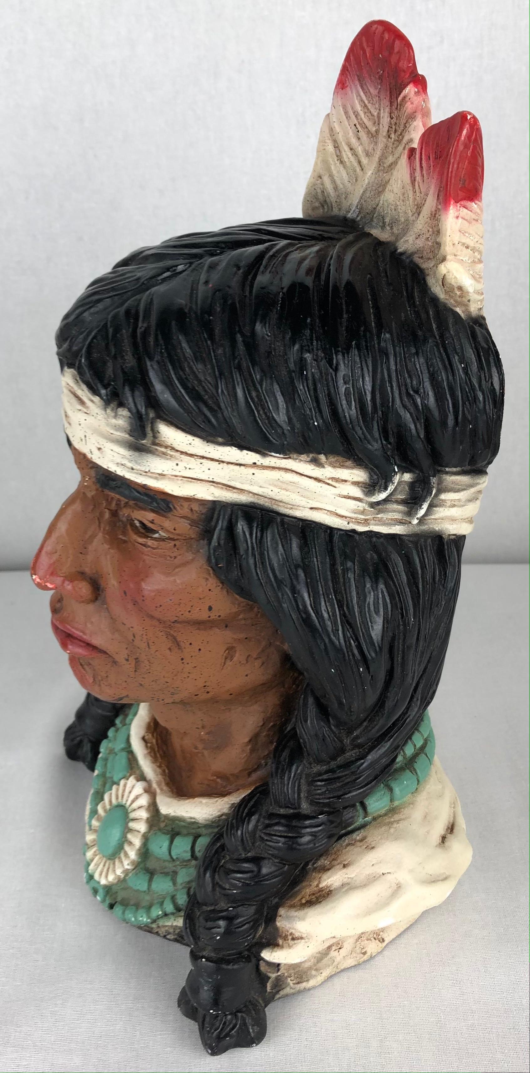 20th Century Collectible Native American Indian Chief Statue