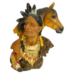 Collectible Native American Indian Sculpture with a Horse