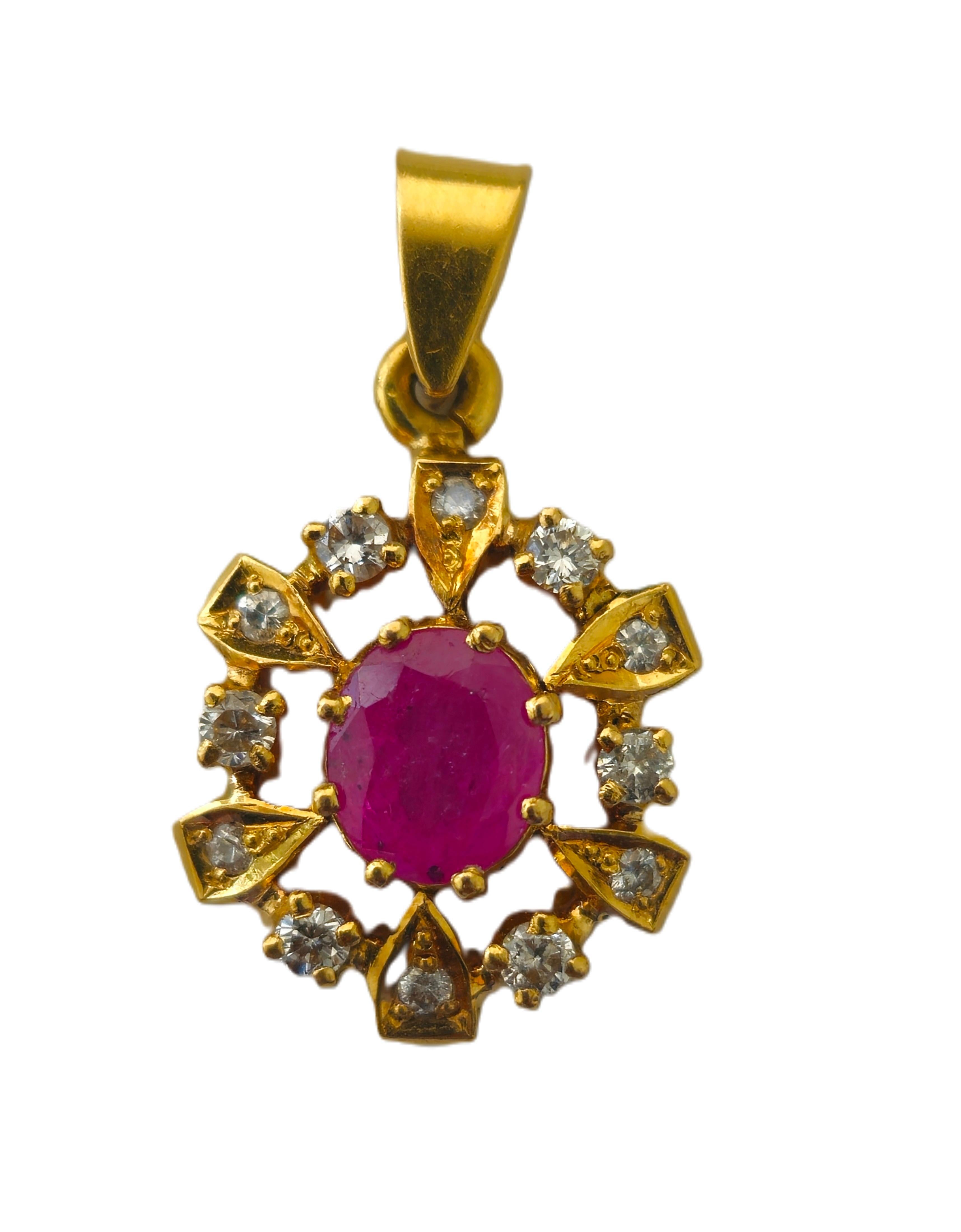 Ciondolo da collezione in oro 18k con rubino naturale da 1,06 carati