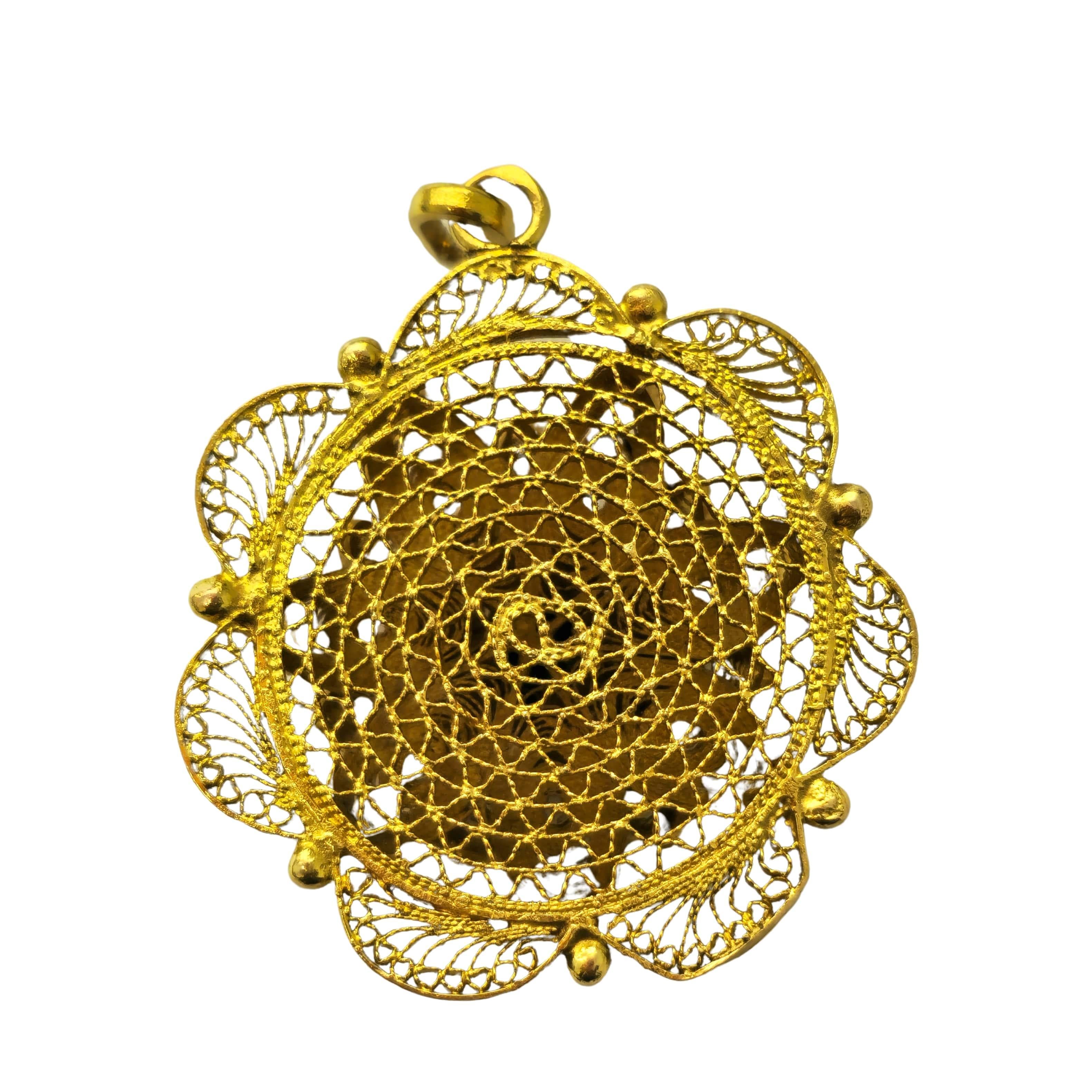 Pendentif turc de collection avec émeraude naturelle de Colombie de 2,80 carats Excellent état - En vente à Miami, FL