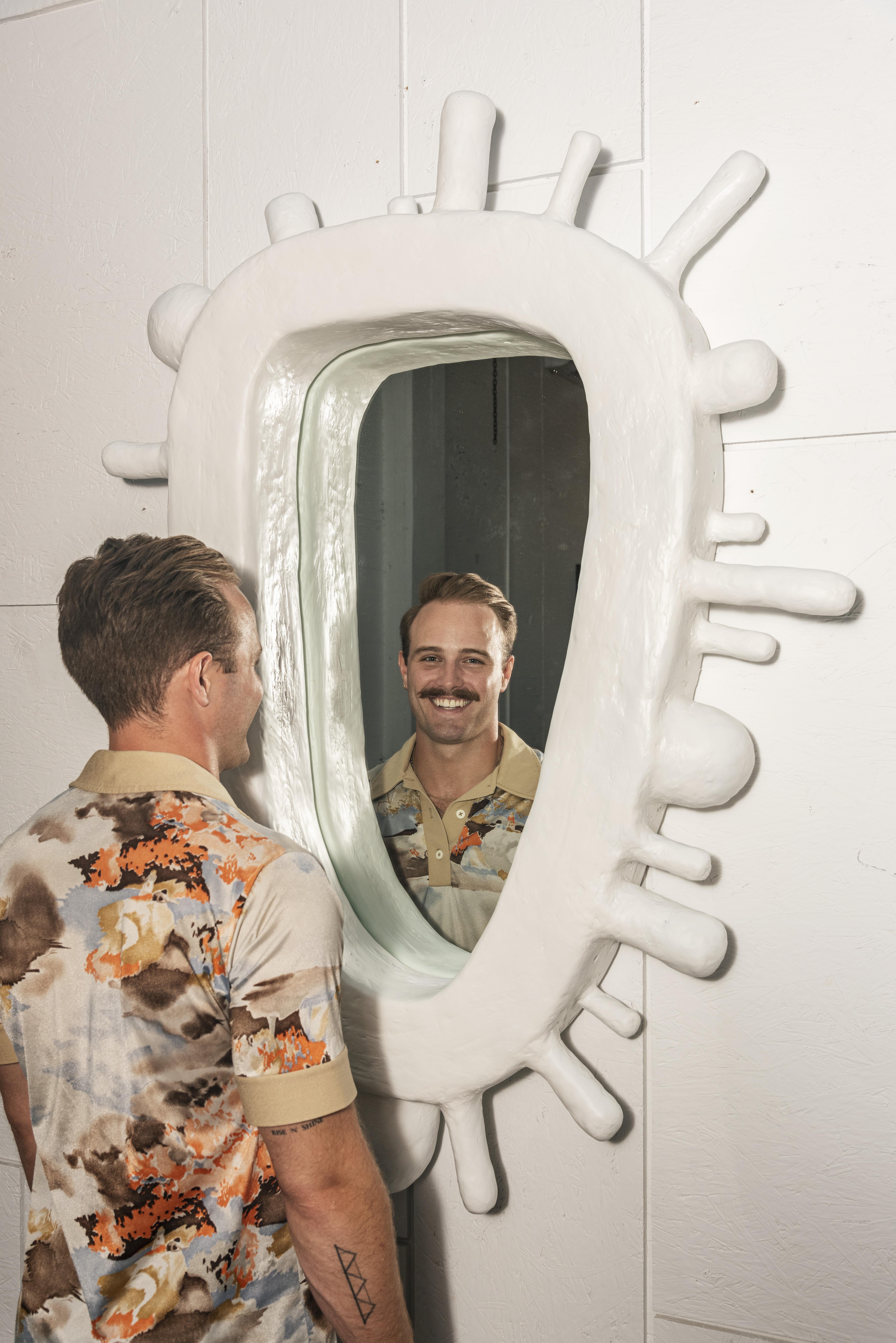 Collectible Nimbus Mirror in Gypsum & Fiberglass by Brent Warr Studios In New Condition For Sale In Bainbridge, GA