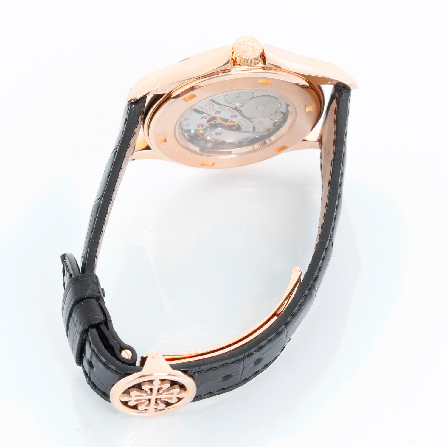 Collectible Patek Philippe Travel Time Men's 18k Rose Gold Watch 5134-R or 5134R In Excellent Condition In Dallas, TX