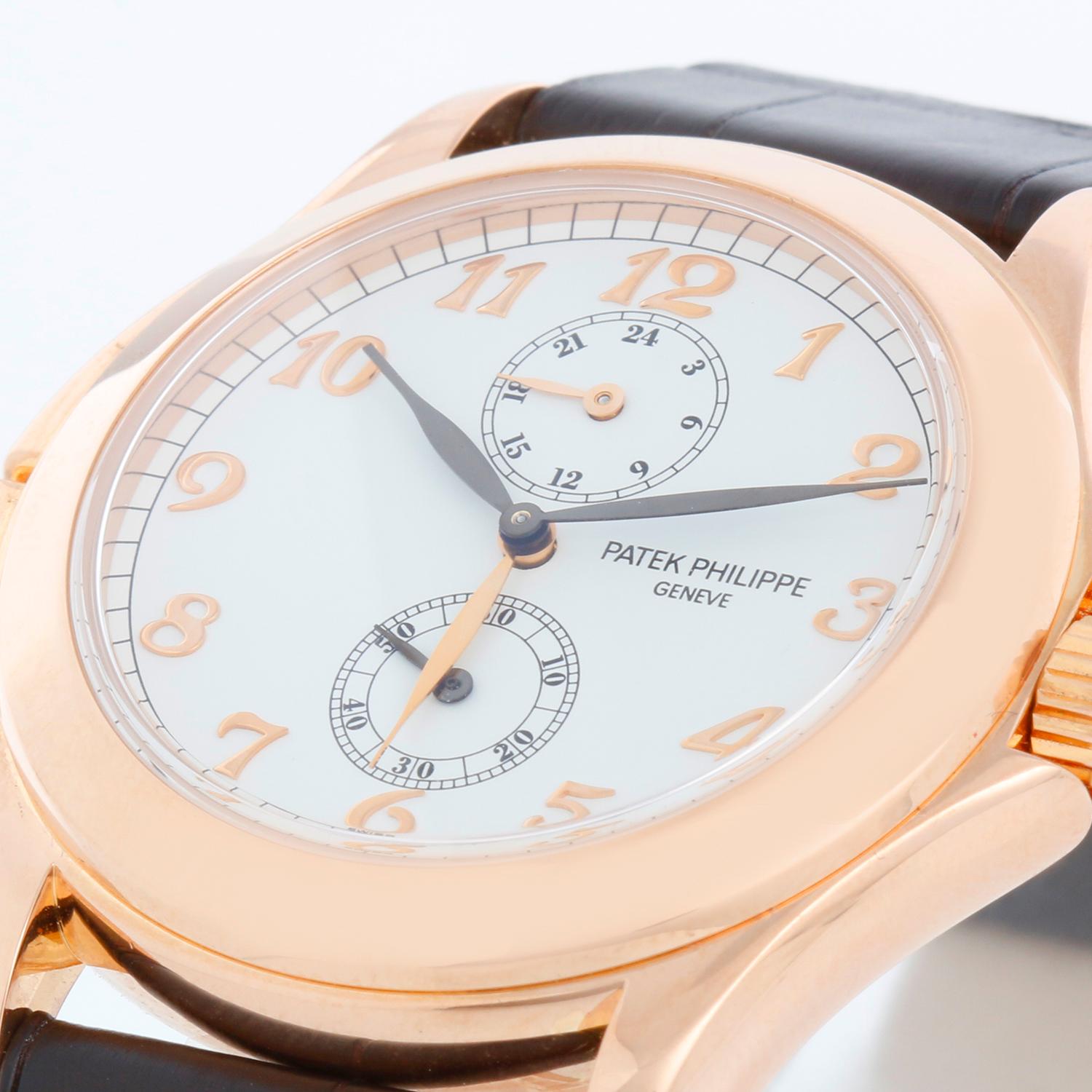 Collectible Patek Philippe Travel Time Men's 18k Rose Gold Watch 5134 R or 5134R In Excellent Condition For Sale In Dallas, TX