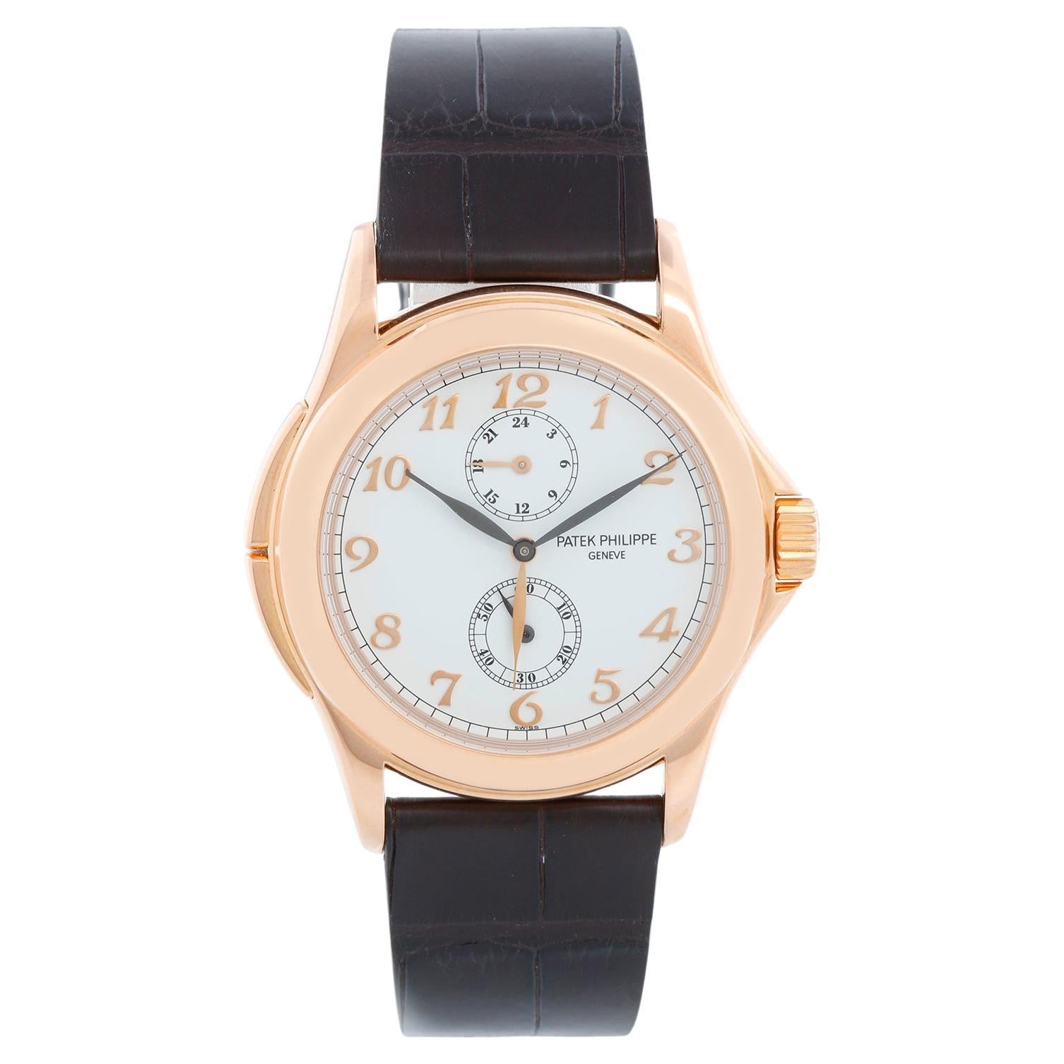 Collectible Patek Philippe Travel Time Men's 18k Rose Gold Watch 5134 R or 5134R For Sale