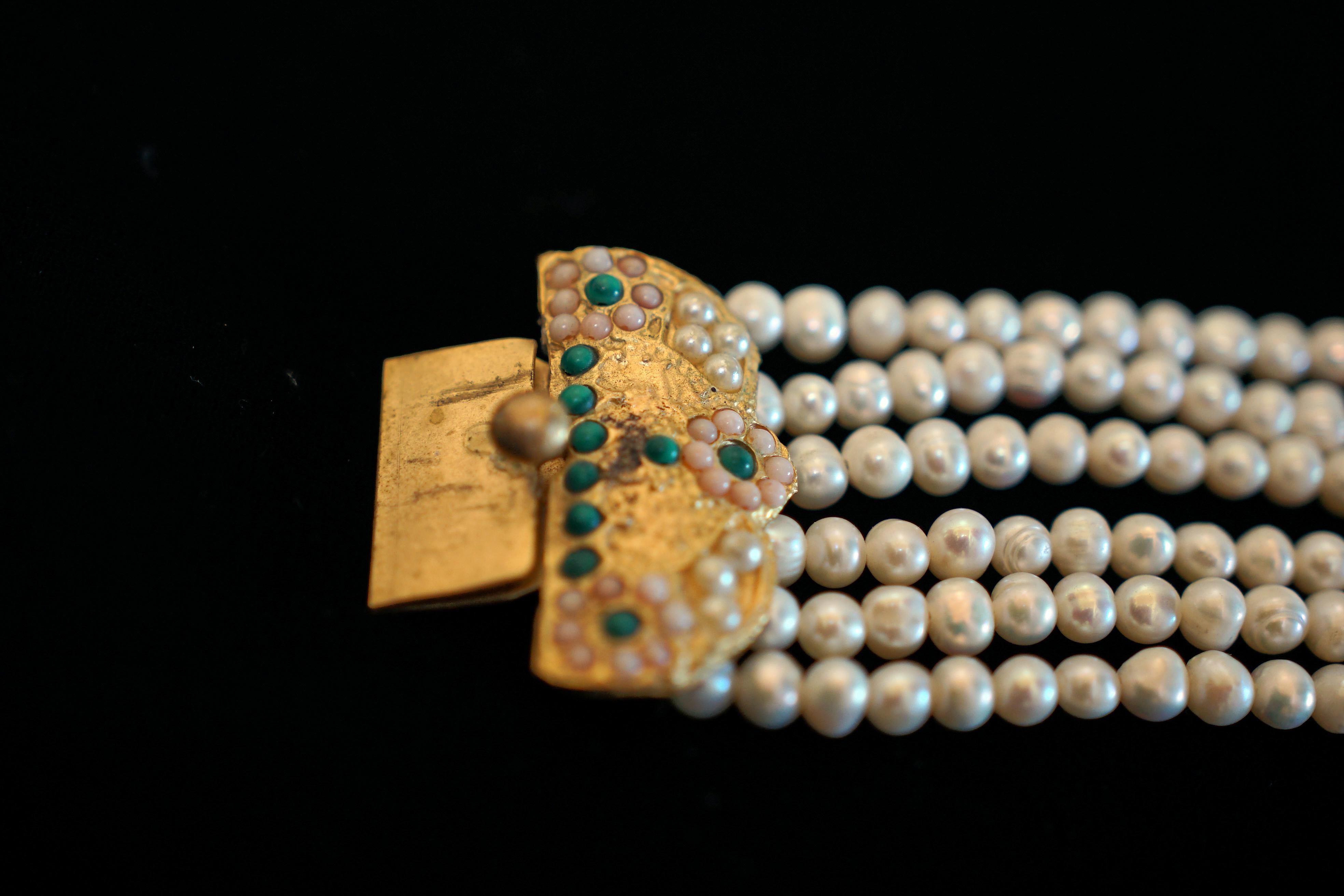 Gold Plate Gladiator Collectible Prop Pearl Bracelet from the 2000 Movie For Sale