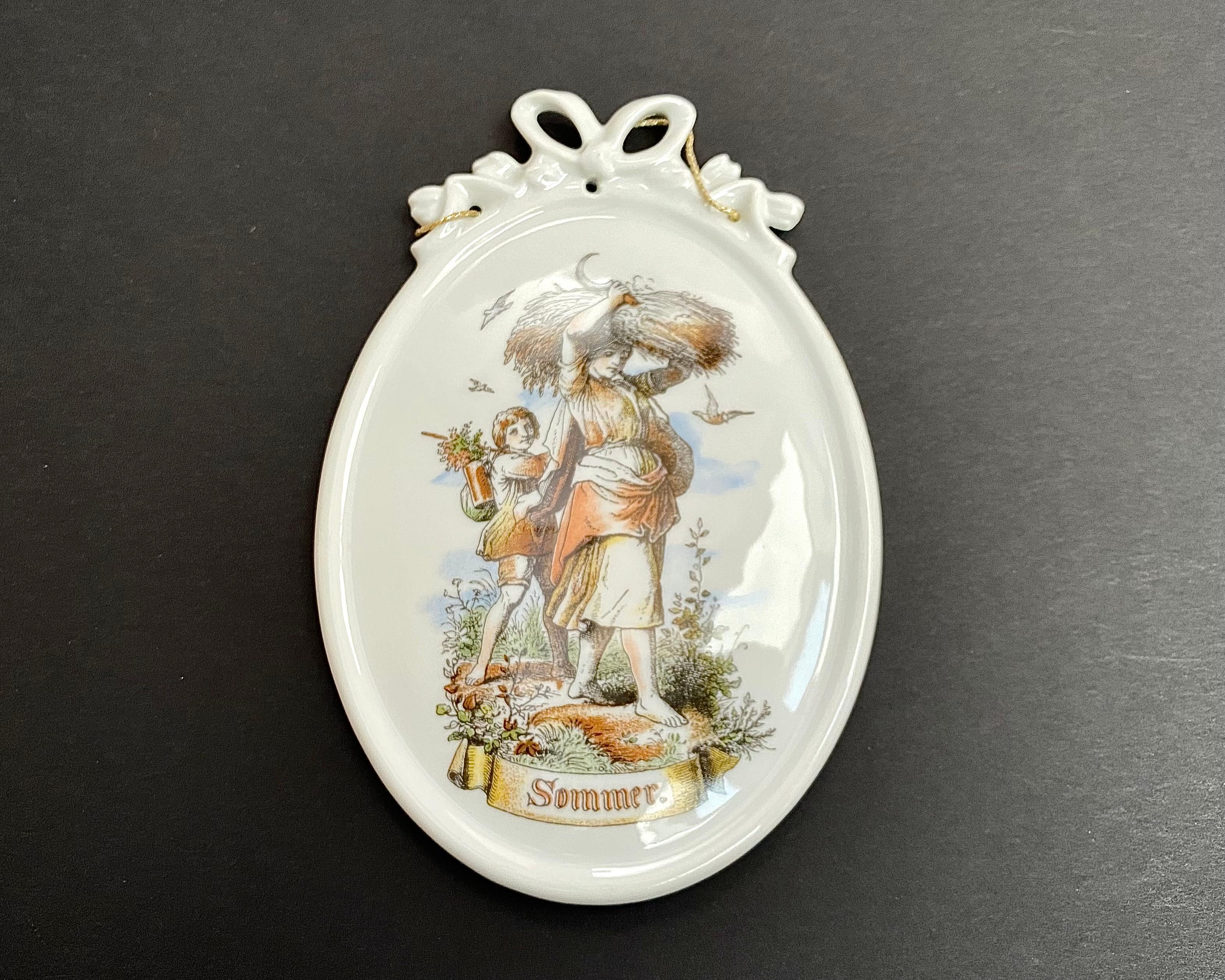 Late 20th Century Collectible Porcelain Panels Plaquette Seasons Tettau, Set 4, Germany, 1970s