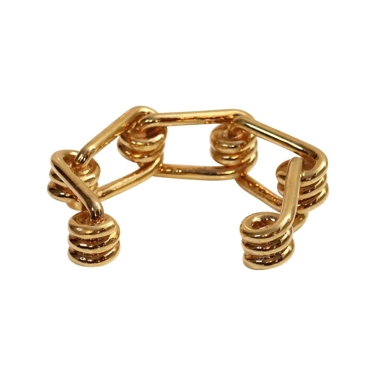 Modern Collectible Reed Krakoff Gold Tone Knotted Cuff Bracelet Circa 2000's For Sale