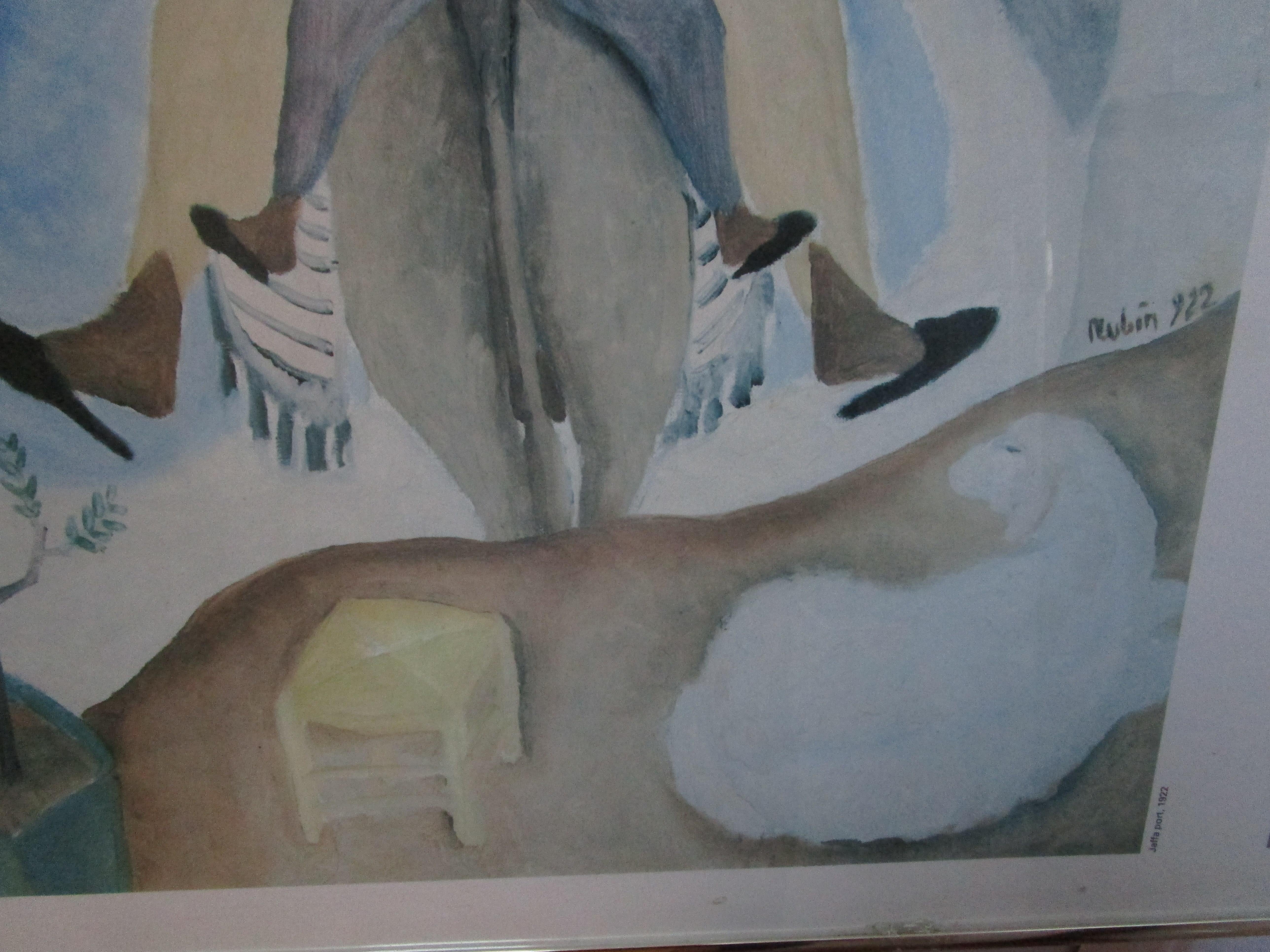 Sammlerstück Reuven Rubin Museum Vintage Poster von einem Mann auf einem Esel mit seinem Sohn im Zustand „Gut“ im Angebot in Lomita, CA