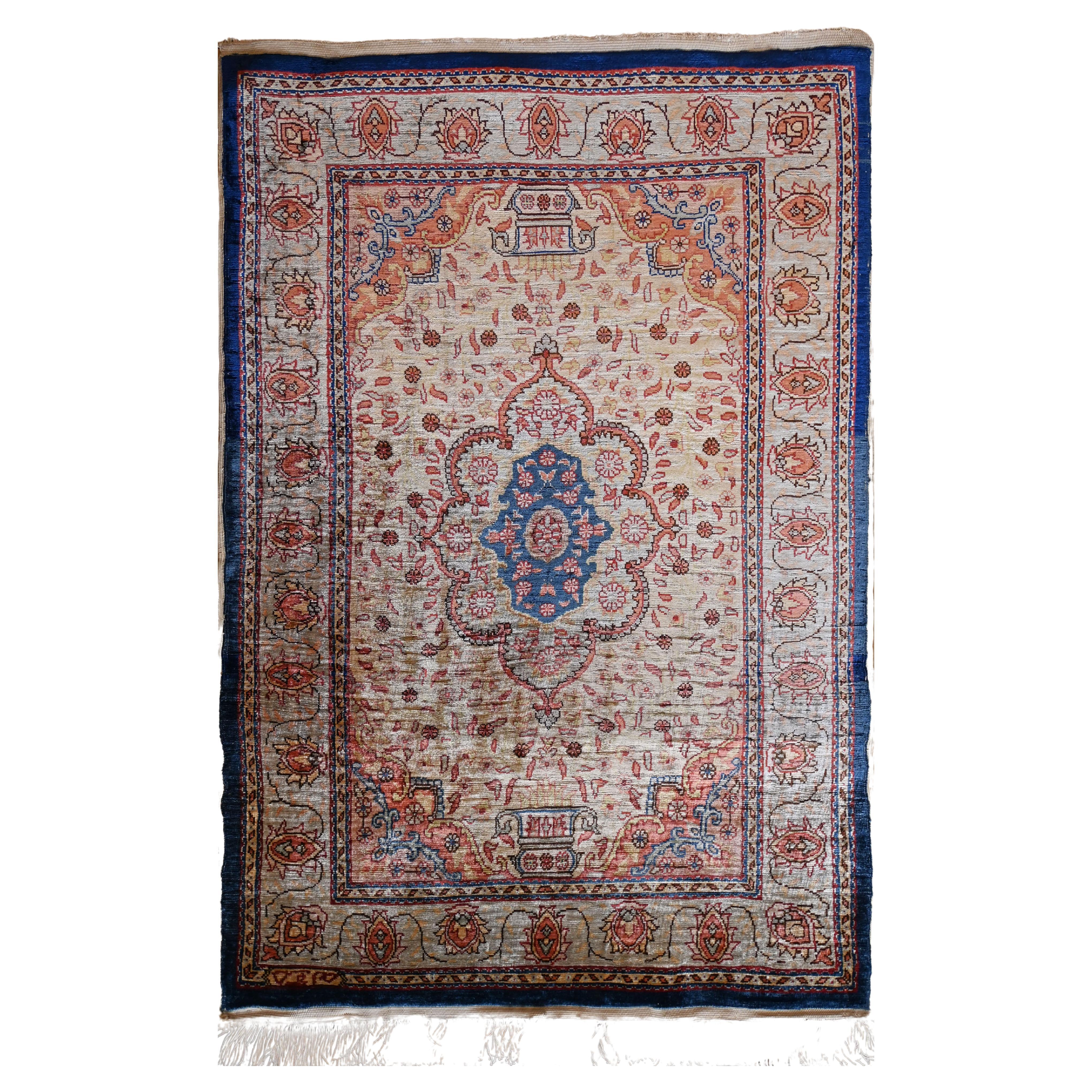 Alfombra de colección circa 1960 - Alfombra de seda Hereké - 73cmx47cm - No. 743 en venta