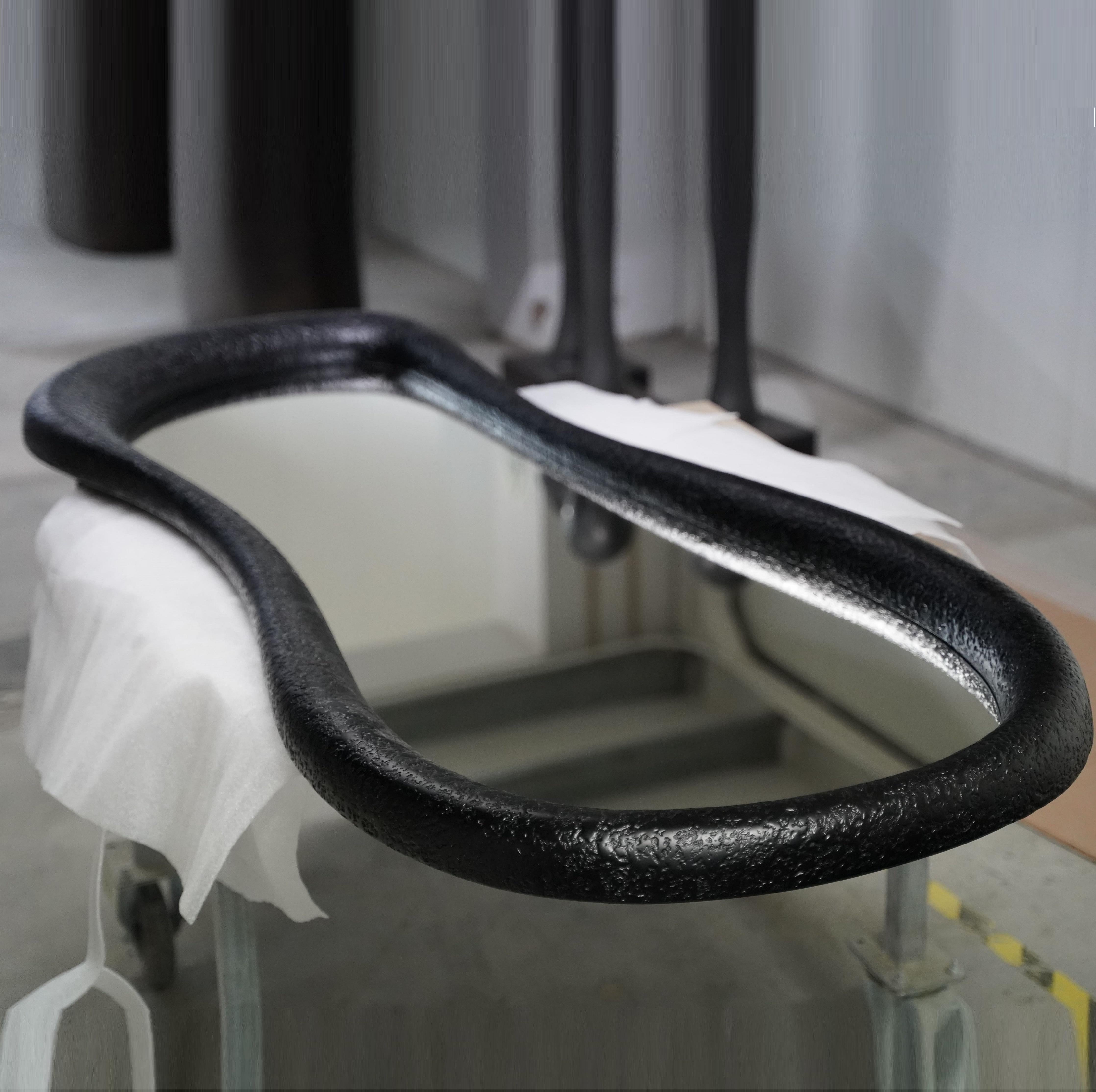 Collectible Sculptural Organic Mirror in Textured Black Volcanic Finish For Sale 3